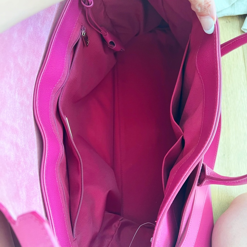 Furla Fuchsia Leather Tote Bag with Gold Hardware - Picture 13 of 16